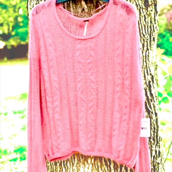 1 Left Free People Angel Loose Knit Bubblegum Jumper - Picture 9 of 14